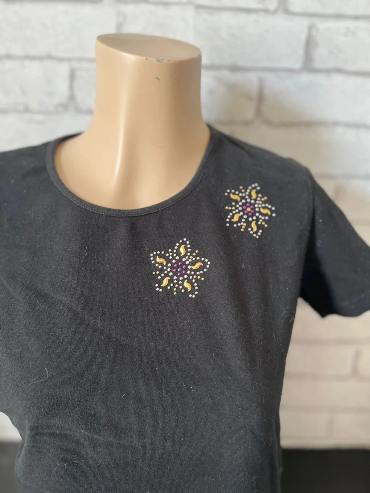 T-shirt femme Aquarelle noir – Taille 36 – Coton stretch – Très bon état – photo 2